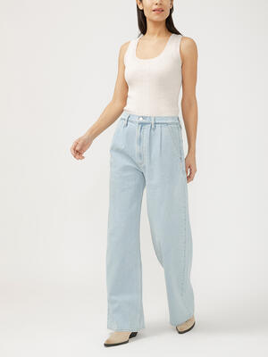 High Rise Pleated Trouser Jeans