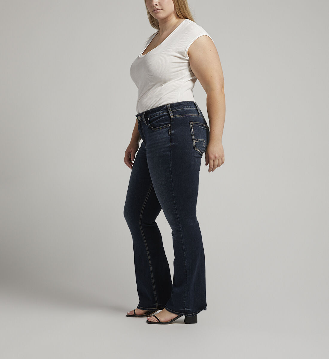Buy Suki Mid Rise Bootcut Jeans Plus Size for USD 88.00 Silver