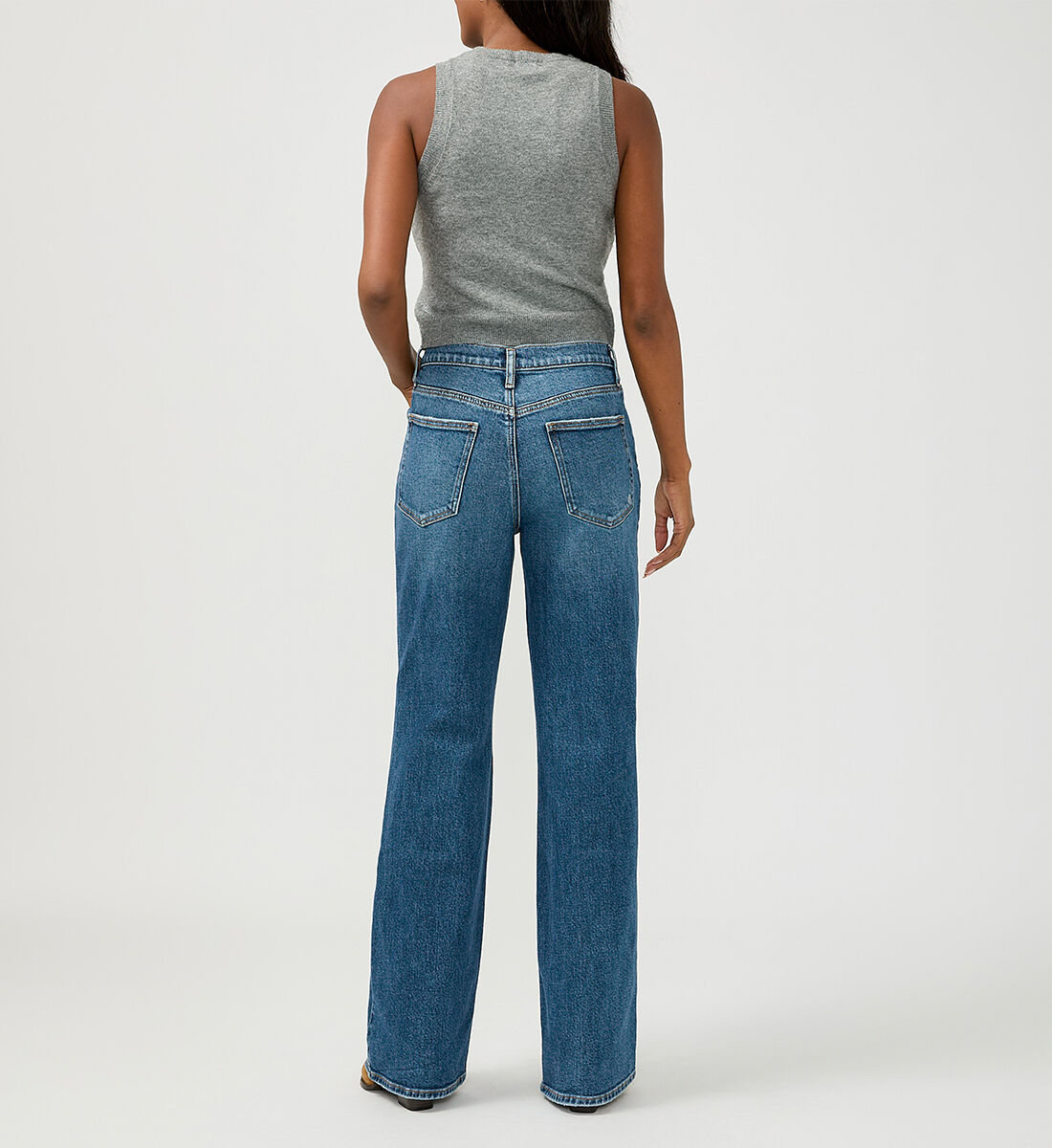 Buy Baggy Mid Rise Bootcut Jeans for USD 88.00 | Silver