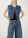 Cropped Denim Vest image number 3
