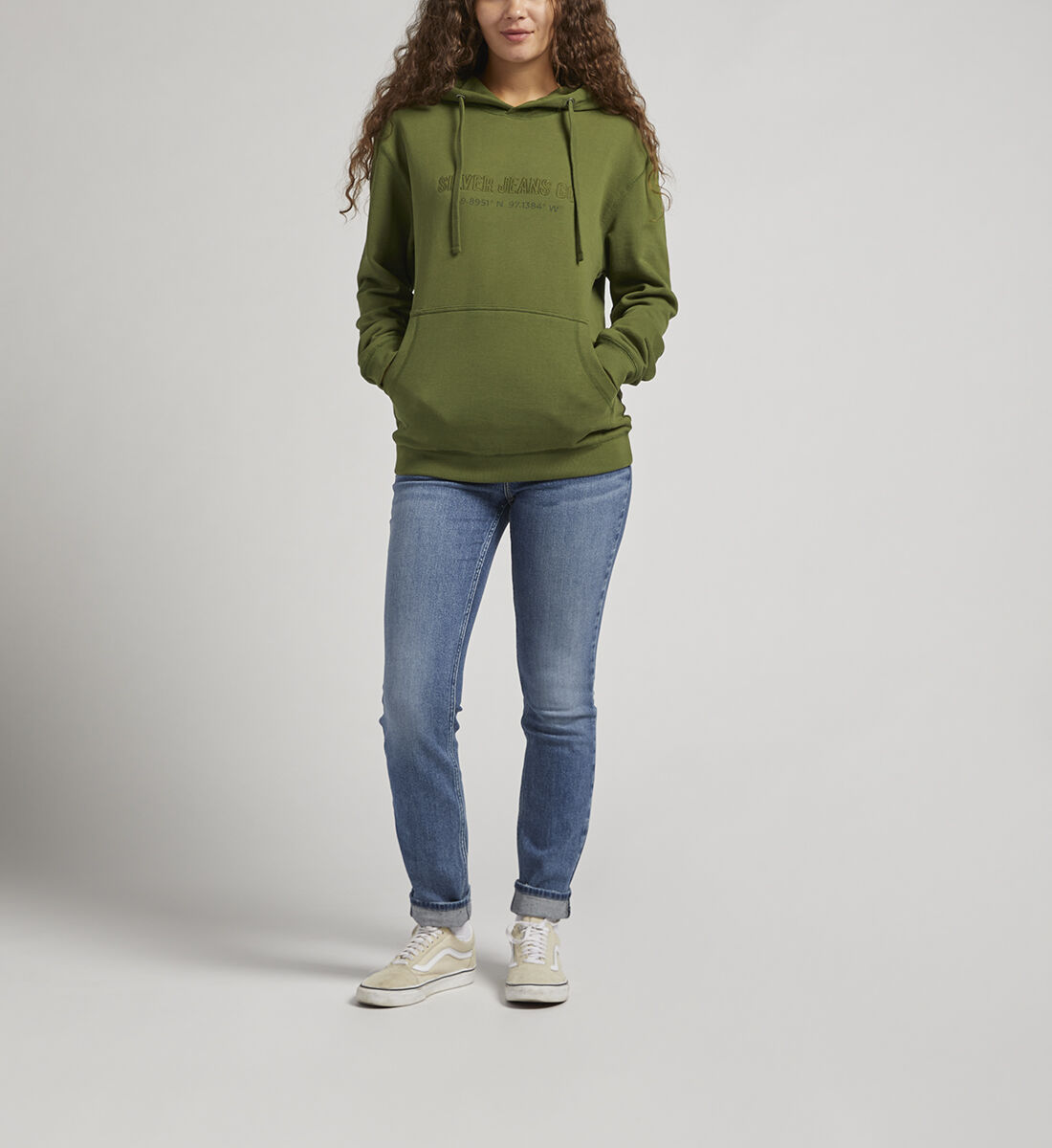 Green hoodie black jeans hotsell