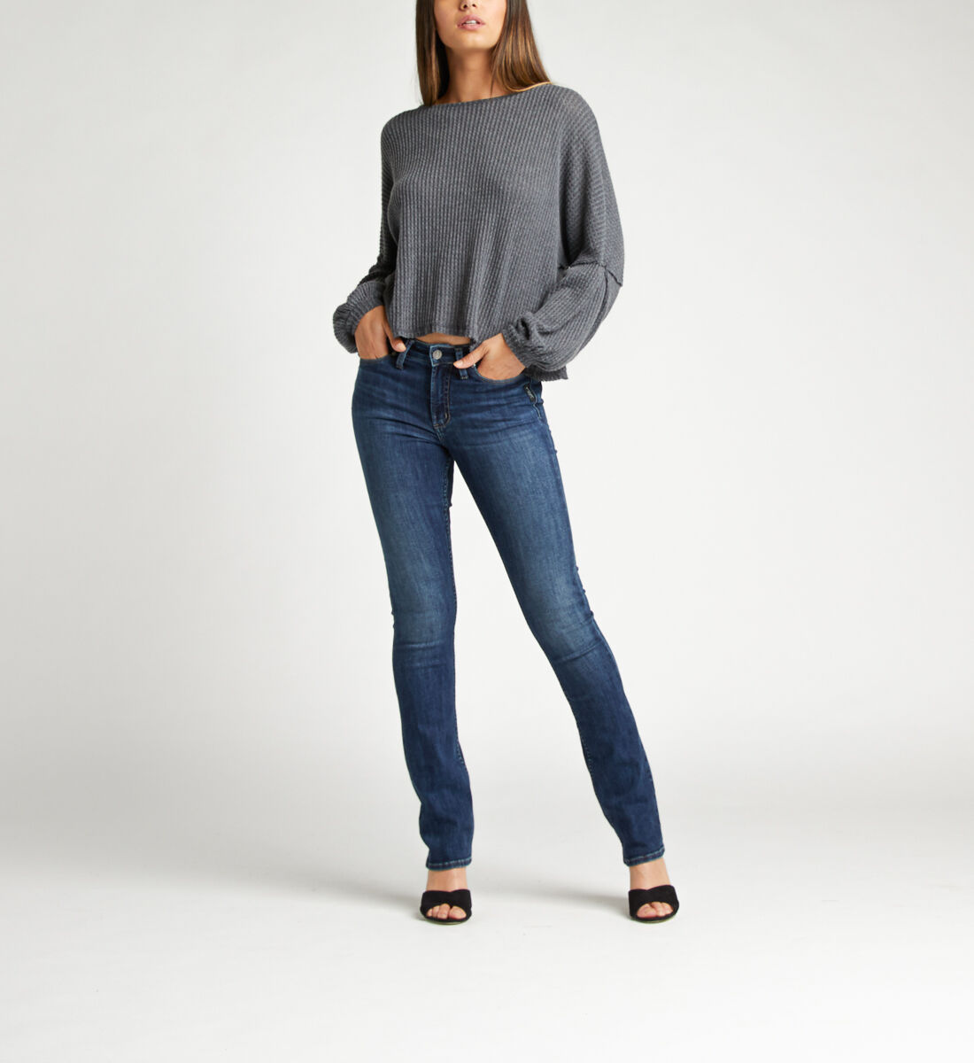 Most Wanted Mid Rise Skinny Bootcut Jeans Front