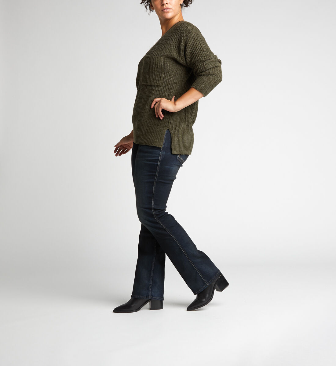 Suki Mid Rise Slim Bootcut Jeans Plus Size Side