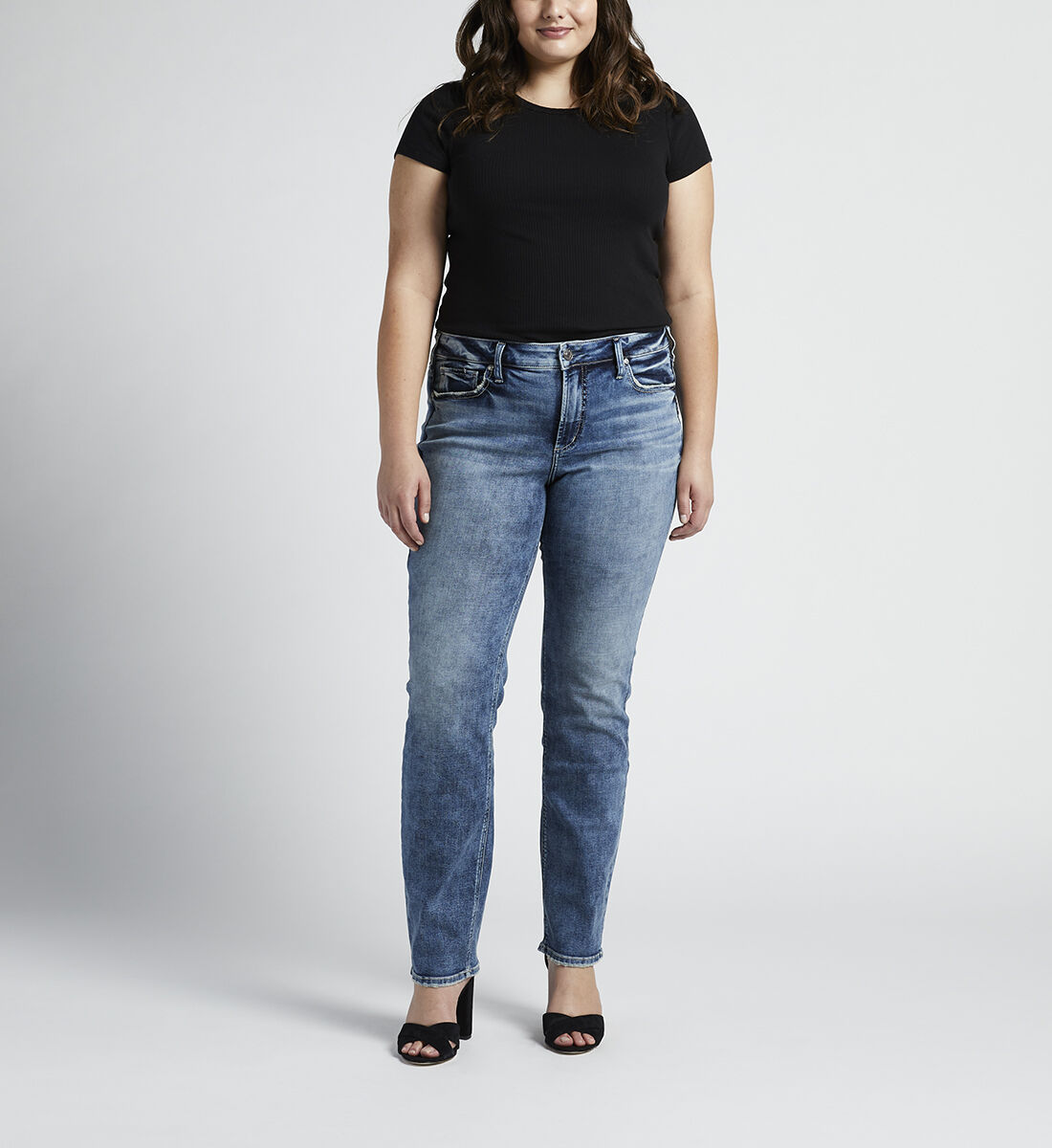 Suki Mid Rise Straight Leg Jeans Plus Size Front