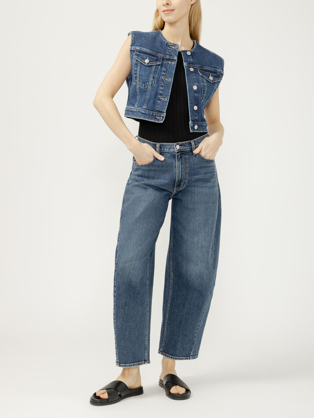 Cropped Denim Vest image number 0