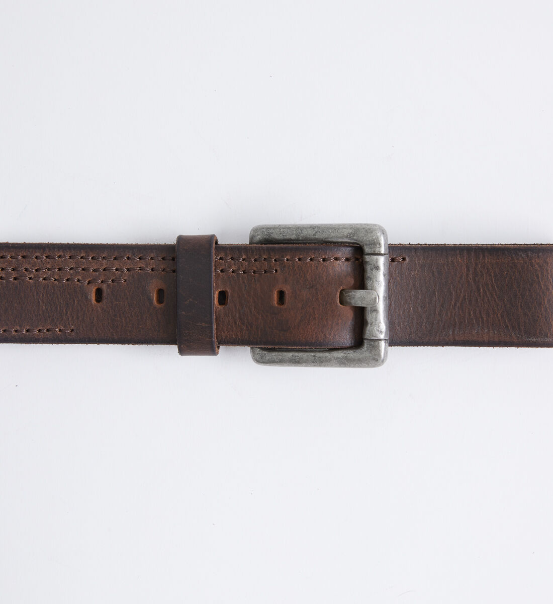 Stitched Leather Mens Belt Side
