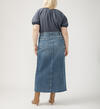Front-Slit Maxi Jean Skirt Plus Size, , hi-res image number 1