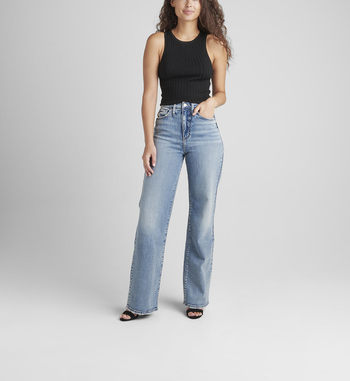 Highly Desirable High Rise Trouser Leg Jeans, , hi-res image number 0