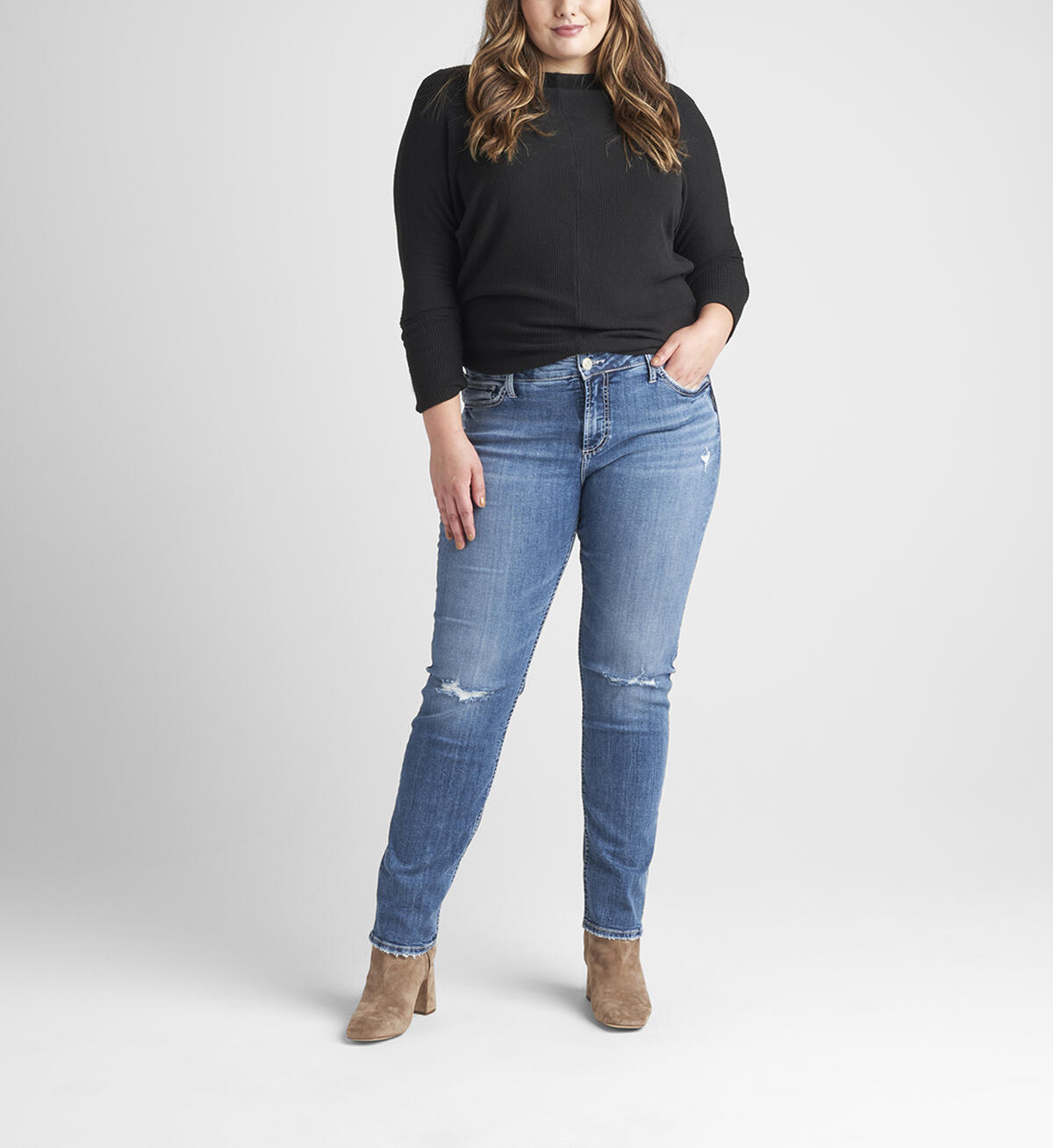 Elyse Mid Rise Straight Leg Jeans Plus Size, , hi-res image number 0
