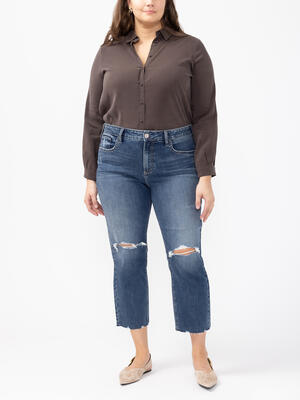 Avery High Rise Cropped Straight Leg Jeans Plus Size
