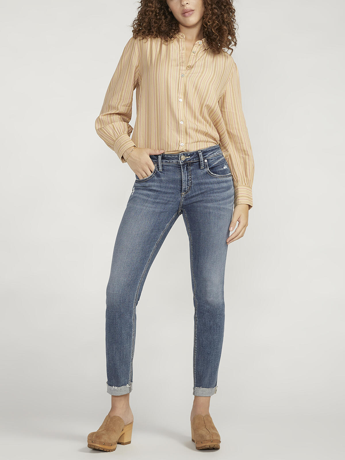 Boyfriend Mid Rise Slim Leg Jeans, Indigo, hi-res image number 0