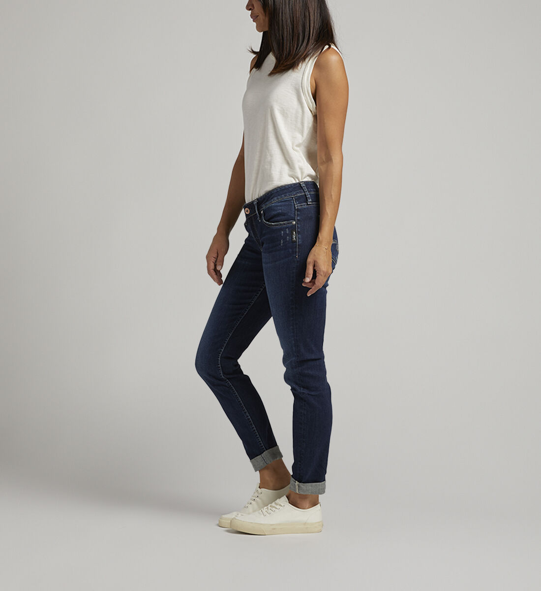 Buy Boyfriend Mid Rise Slim Leg Jeans for USD 84.00 Silver Jeans