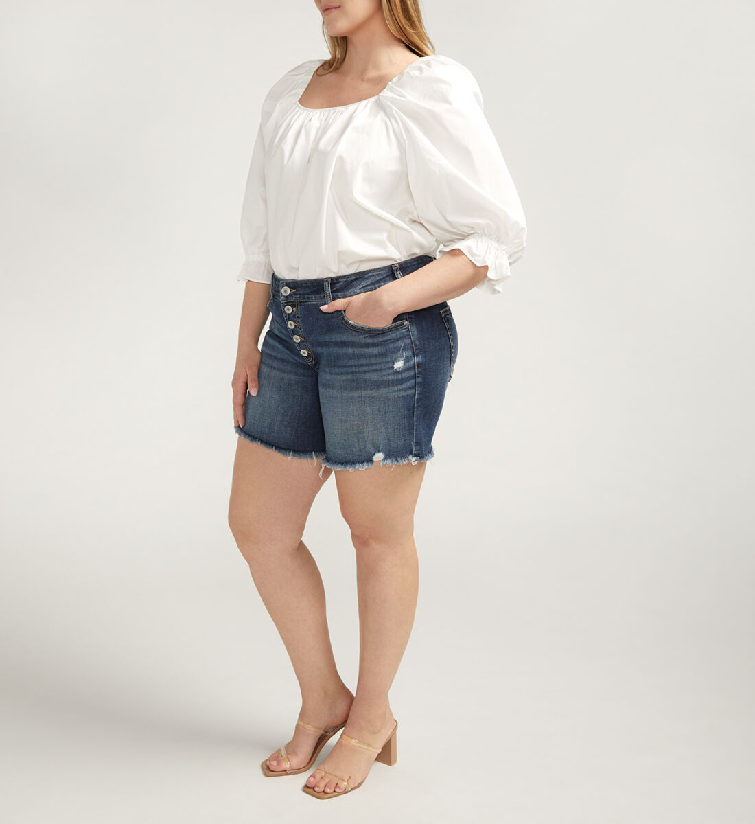 Buy Boyfriend Mid Rise Luxe Stretch Shorts Plus Size for USD