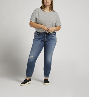 Boyfriend Mid Rise Slim Leg Jeans Plus Size