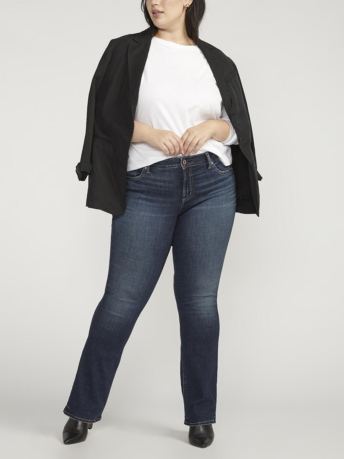 Elyse Mid Rise Slim Bootcut Jeans Plus Size, , hi-res image number 0