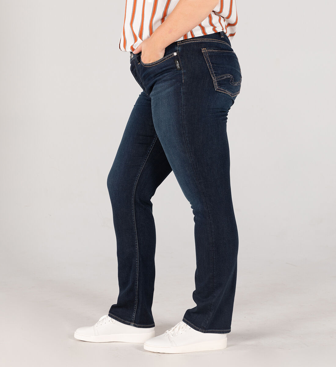 Suki Mid Rise Straight Leg Jeans Plus Size Side