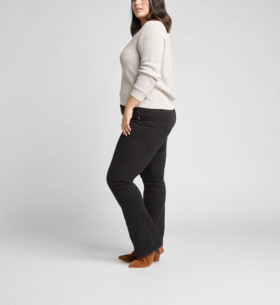 Suki Mid Rise Slim Bootcut Jeans Plus Size,Black Side