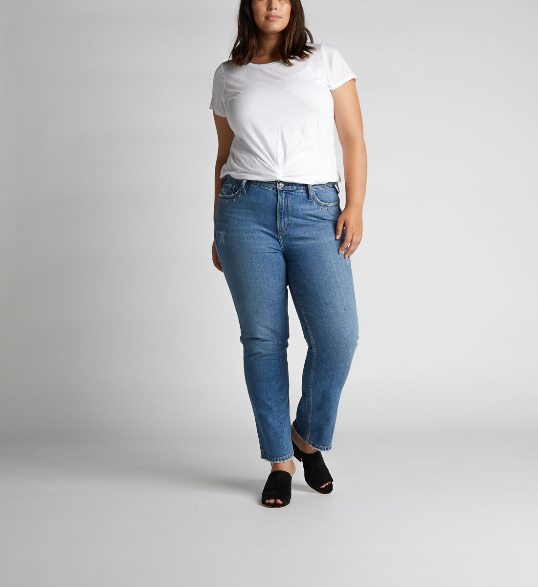 Buy Frisco High Rise Straight Leg Jeans Plus Size for USD 44.00