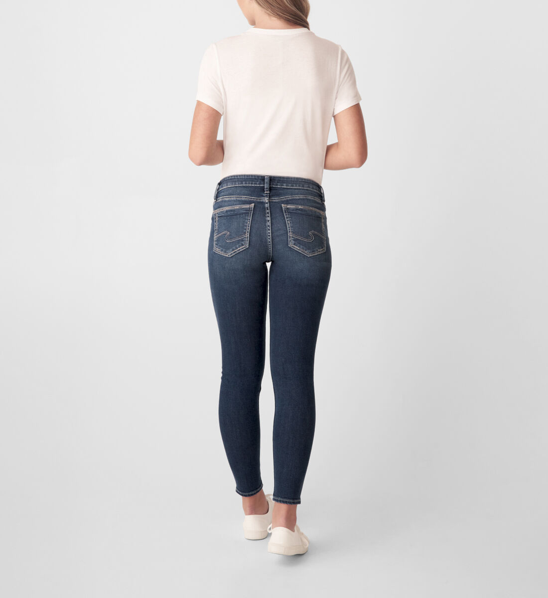 Elyse Mid Rise Skinny Jeans - Silver 