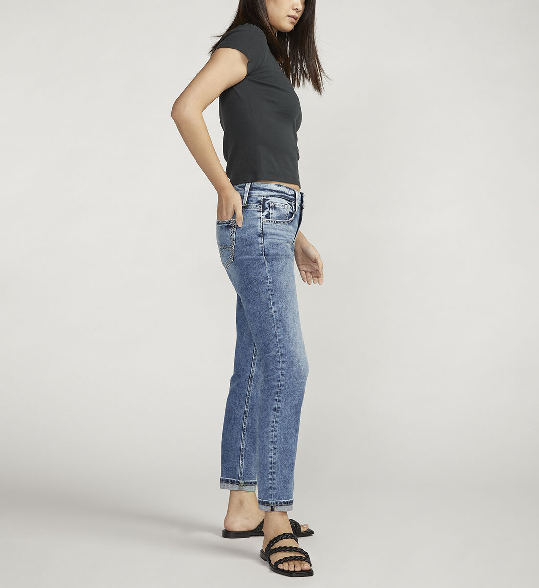 Silver Jeans Boyfriend Rise Slim Leg Jeans Plus Size, Destroyed
