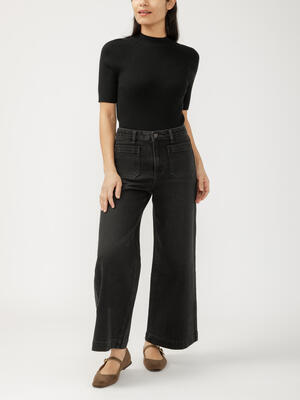 High Rise Ankle Wide Leg Jeans