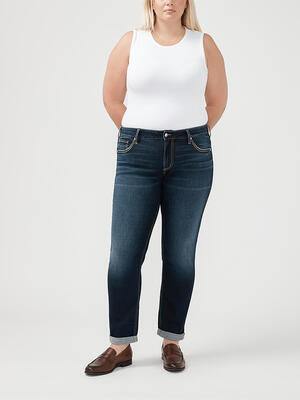 Boyfriend Mid Rise Slim Leg Jeans Plus Size
