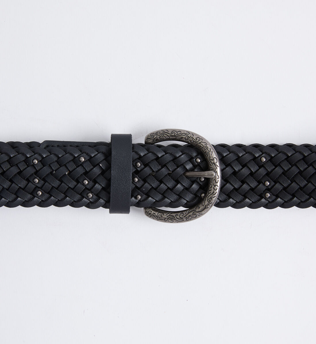Black braided top belt women's