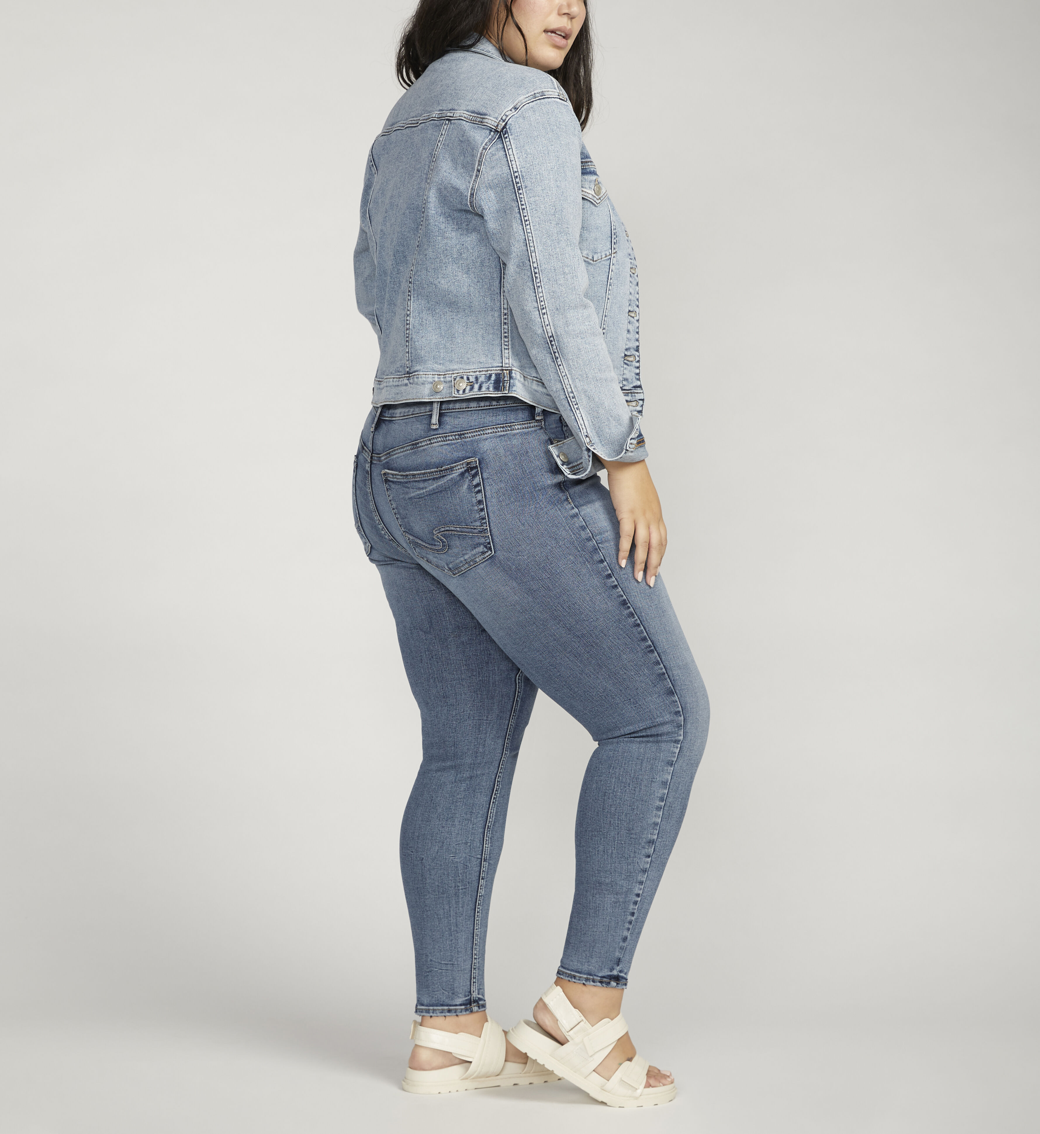 Plus size clearance fitted jean jacket