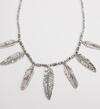 Silver-Tone Feather Statement Necklace, , hi-res image number 1
