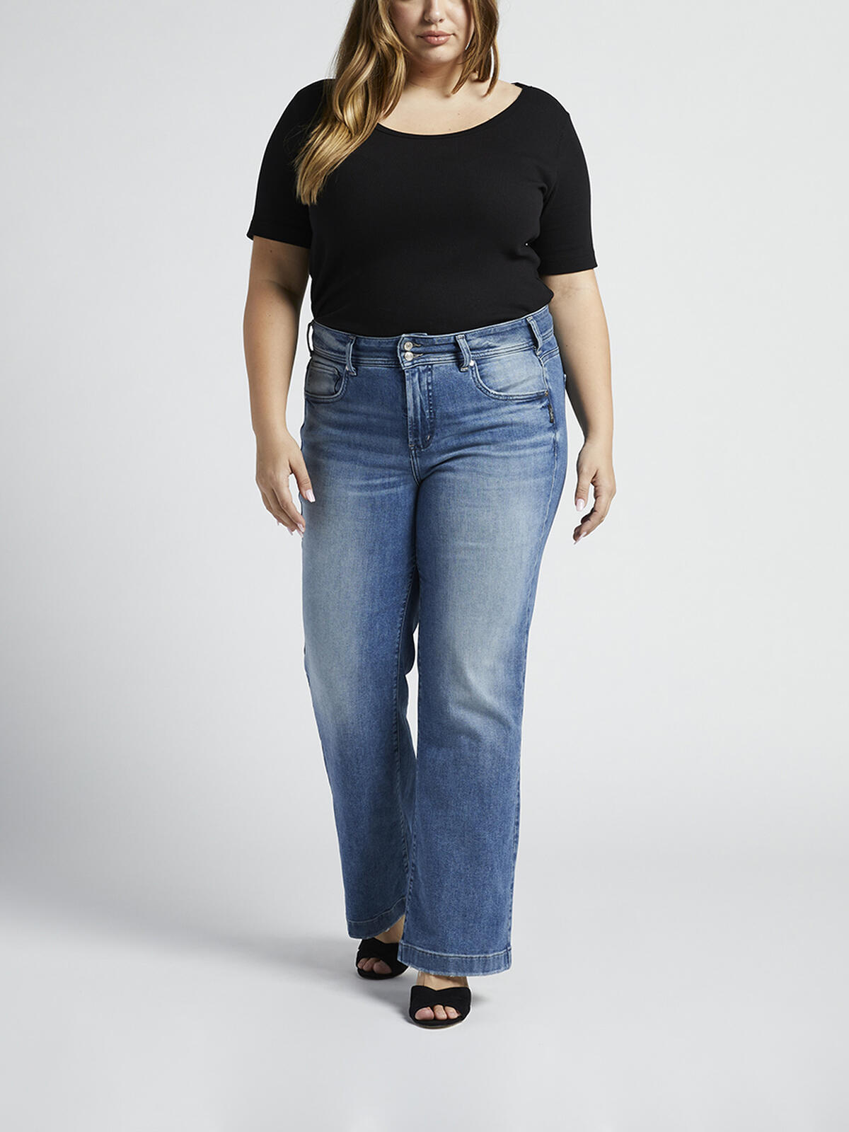 Avery High Rise Trouser Leg Jeans Plus Size, , hi-res image number 0