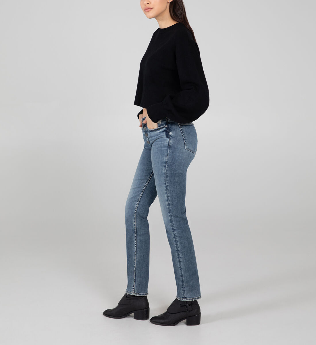 Most Wanted Mid Rise Straight Leg Jeans Side