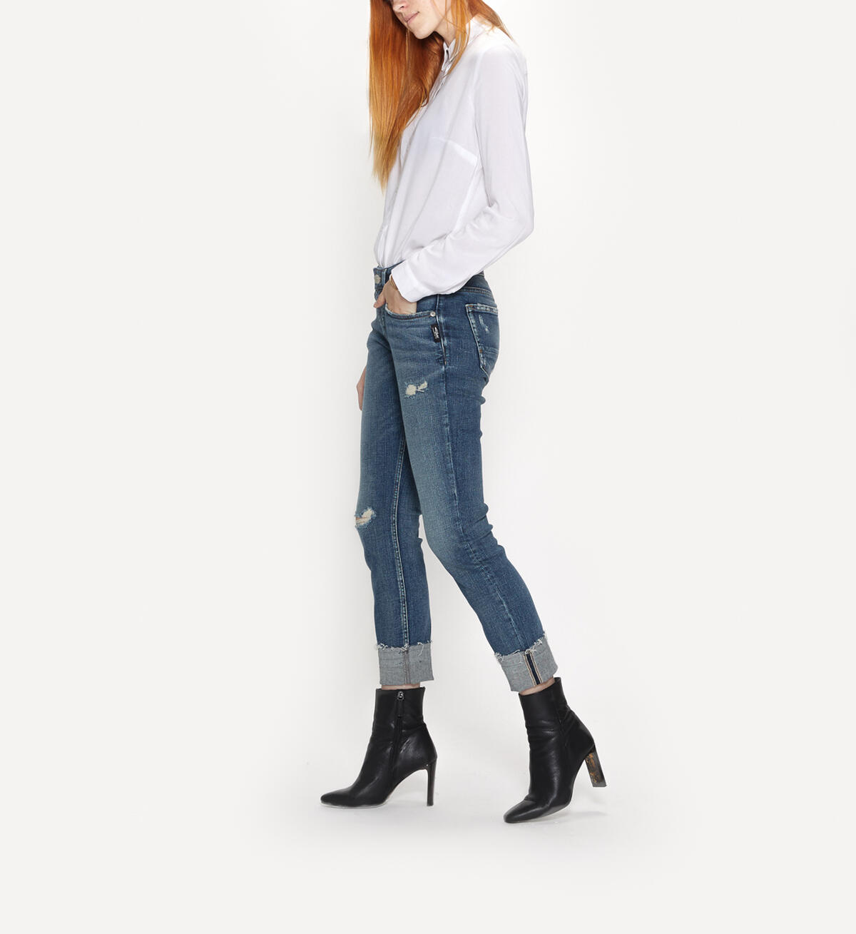 Boyfriend Slim Mid Dark Wash, , hi-res image number 2