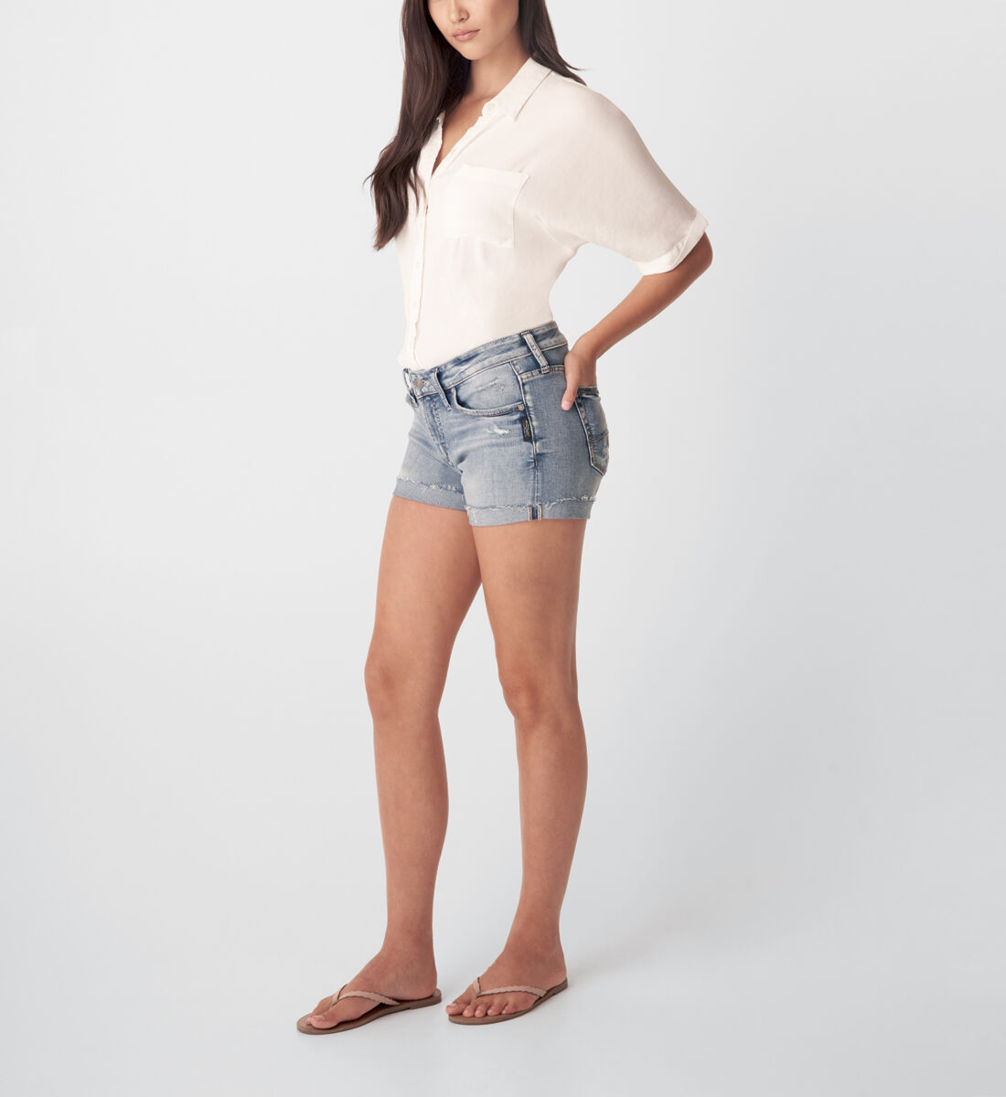 Silver boyfriend jean shorts store