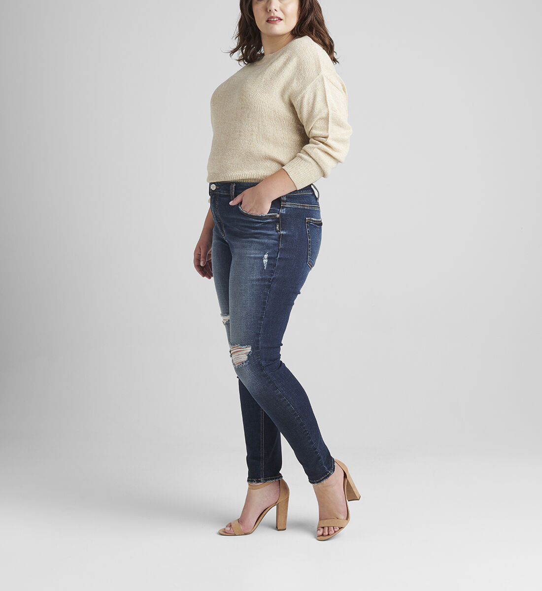 Suki Mid Rise Skinny Jeans Plus Size Side