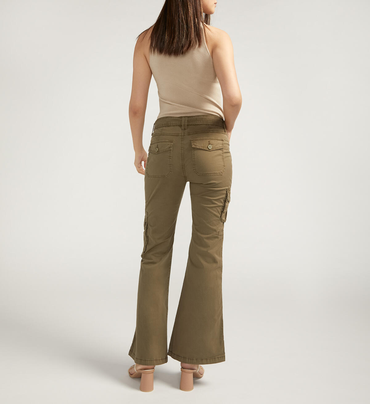 Flare Belted Cargo Pant, Military Green, hi-res image number 1