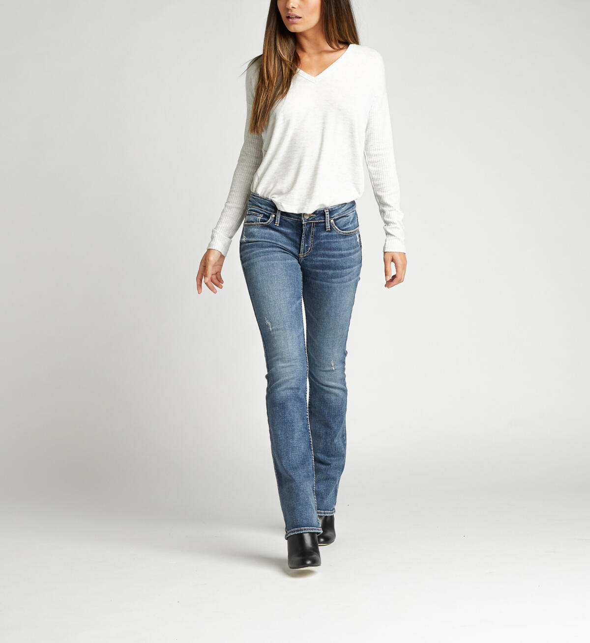 Elyse Mid Rise Slim Bootcut Jeans, , hi-res image number 0