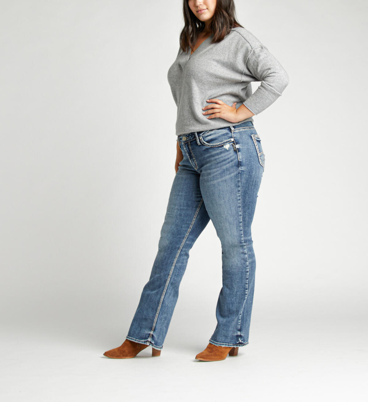 Elyse Mid Rise Bootcut Plus Size Jeans, , hi-res image number 2