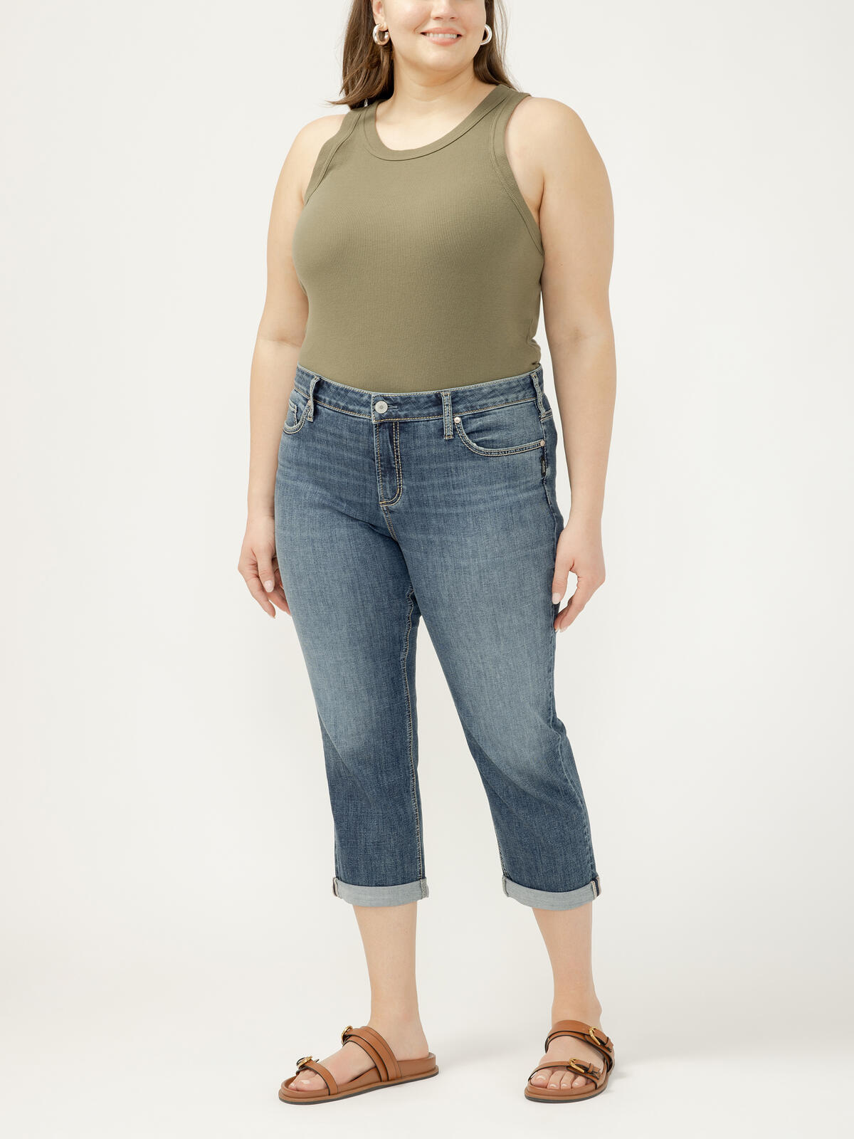 Elyse Mid Rise Luxe Stretch Capri Plus Size image number 0