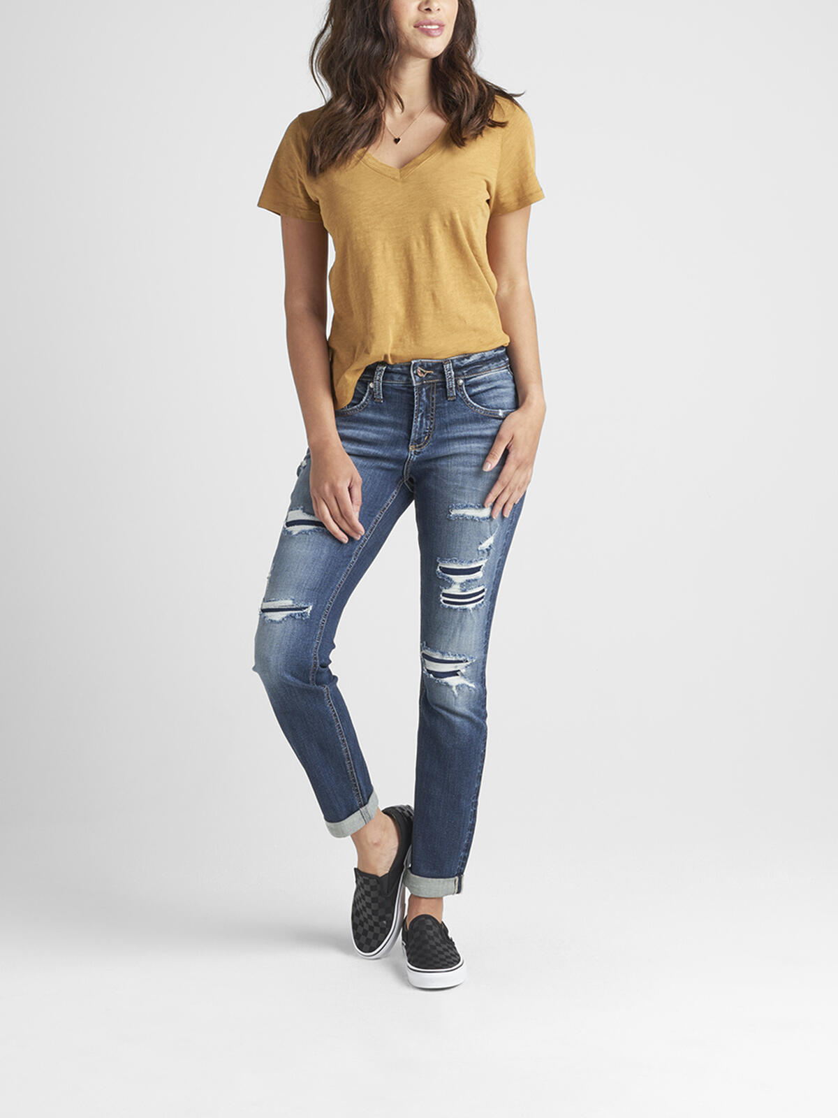 Boyfriend Mid Rise Slim Leg Jeans image number 0