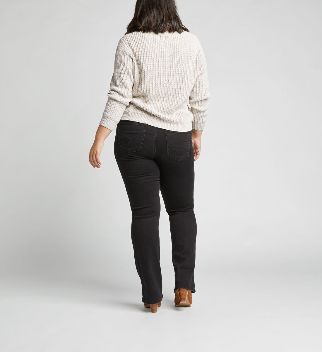 Suki Mid Rise Slim Bootcut Jeans Plus Size,Black Back
