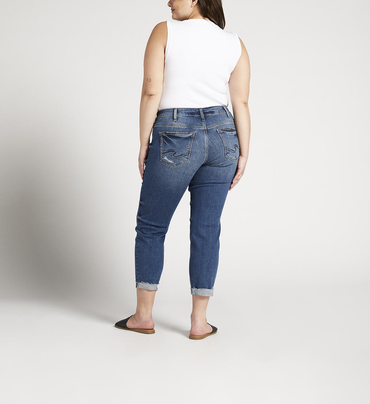 Boyfriend Mid Rise Slim Leg Jeans Plus Size, , hi-res image number 1