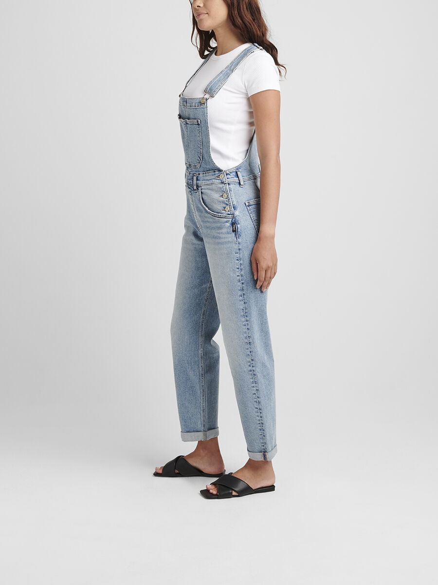 Baggy Straight Leg Overalls - Silver 