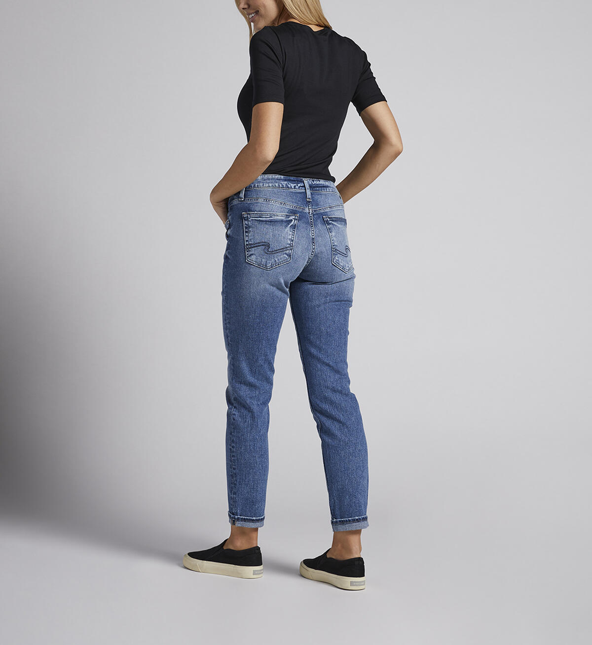 Boyfriend Mid Rise Slim Leg Jeans, Indigo, hi-res image number 1