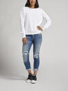Womens Crewneck Sweatshirt, White, hi-res image number 0