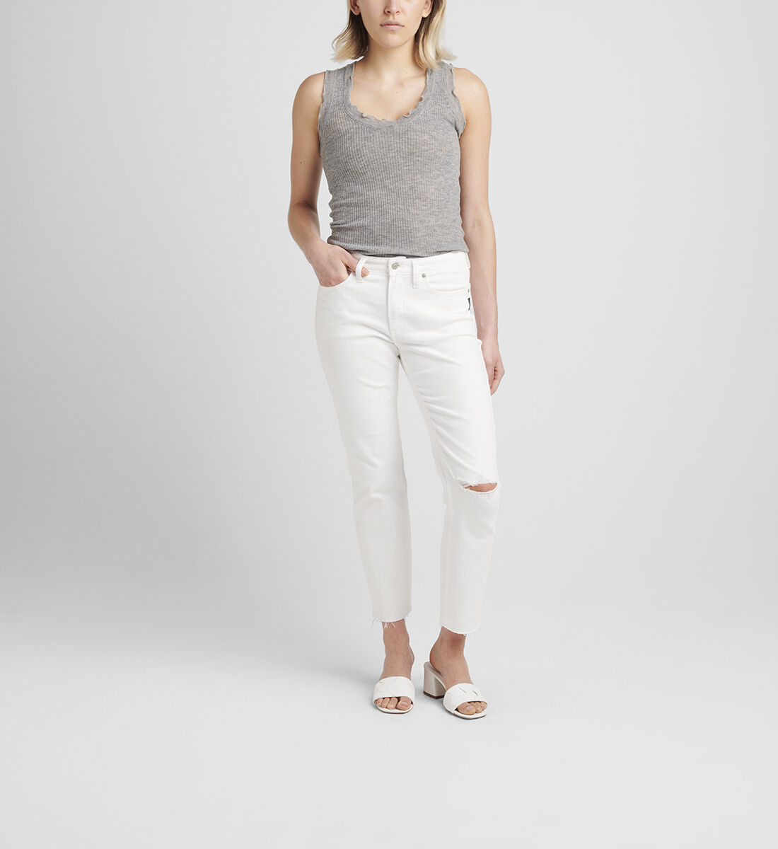 Most Wanted Mid Rise Straight Crop Pants Front