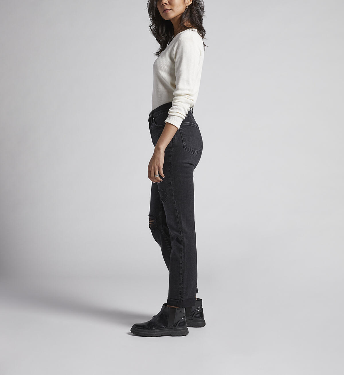 '90s Boyfriend High Rise Straight Leg Jeans, Black, hi-res image number 2