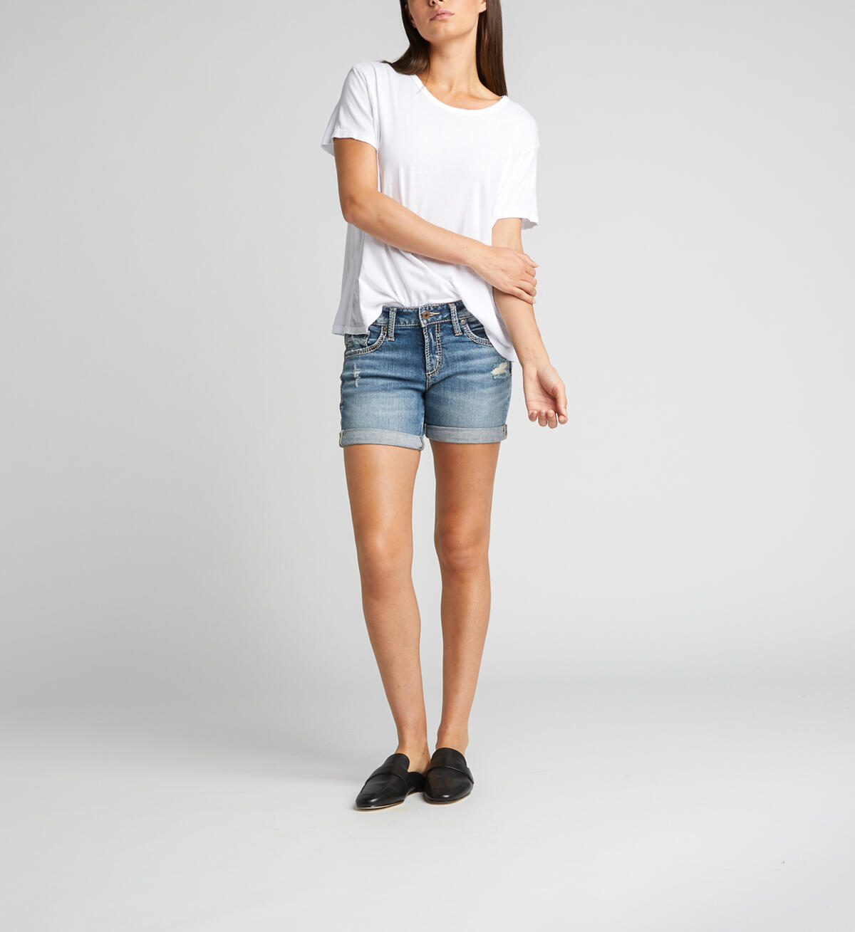 Boyfriend Mid Rise Short, Indigo, hi-res image number 3