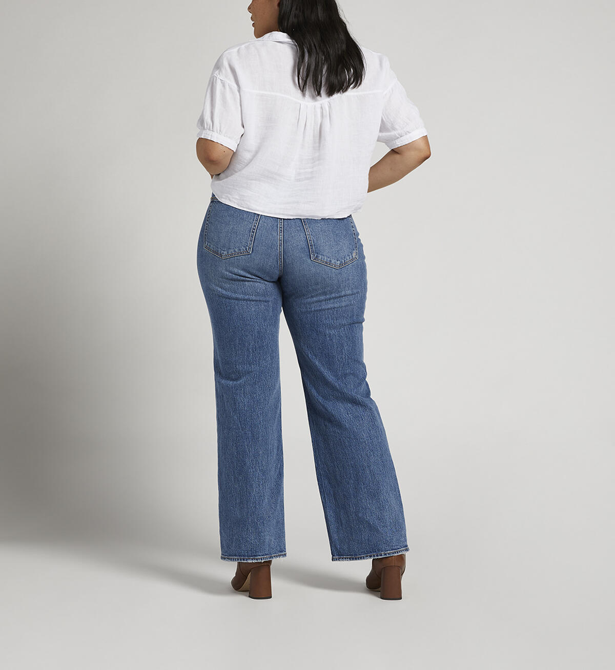 Highly Desirable High Rise Trouser Leg Jeans Plus Size, , hi-res image number 1