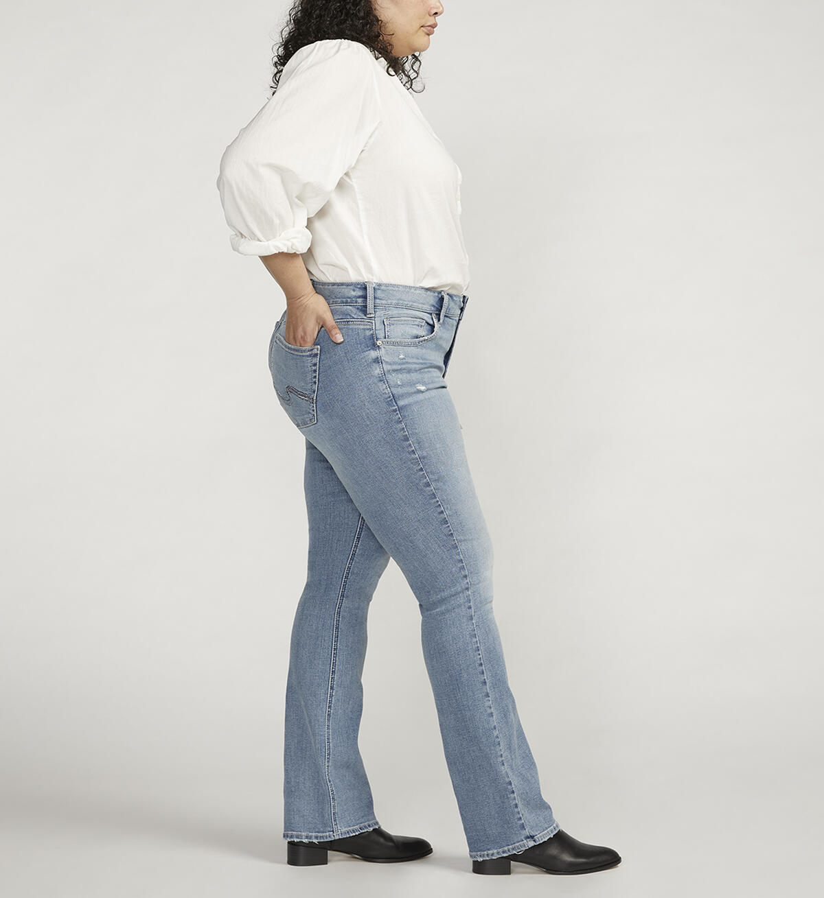 Elyse Mid Rise Slim Bootcut Jeans Plus Size, , hi-res image number 2