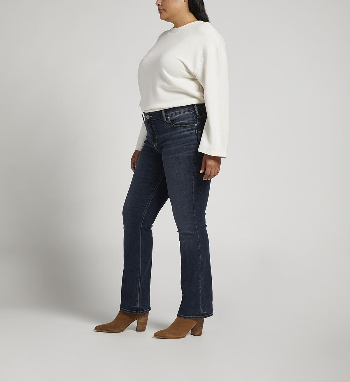 Elyse Mid Rise Slim Bootcut Jeans Plus Size, Indigo, hi-res image number 2